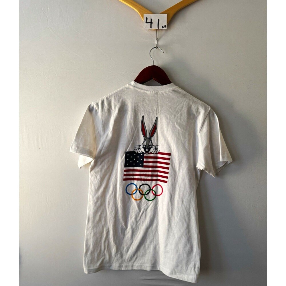 Looney Tunes Team USA Bugs Bunny Olympic Rings Graphic Tee Men’s S White